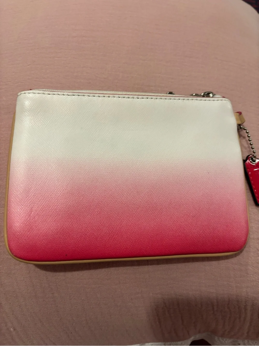 Coach White to Pink Ombre Wristlet with Pink Trim